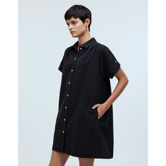Collared Button-Front Mini Shirtdress - Picture 4 of 6